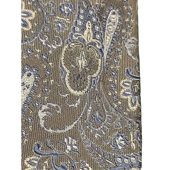 NWT David Donahue Paisley Silk Italian Handmade Neck Tie Gray Blue - Picture 3 of 14